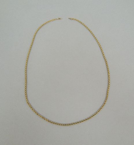 14K Yellow Gold Rope Twist Necklace.