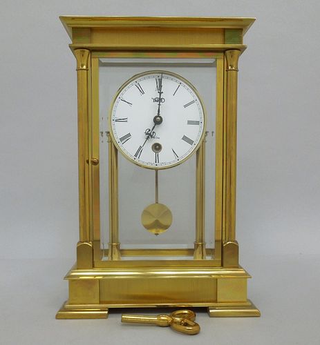 Trend Germany Brass & Glass Mantel Clock.