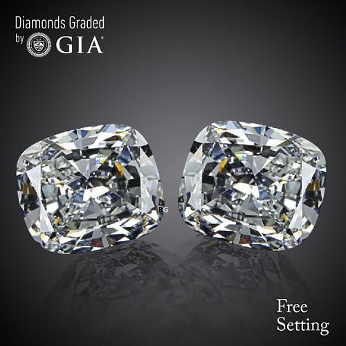 4.38 carat diamond pair Cushion cut Diamond GIA Graded 1) 2.18 ct, Color E, VS1 2) 2.20 ct, Color F, VS1 . Appraised Value: $172,300 