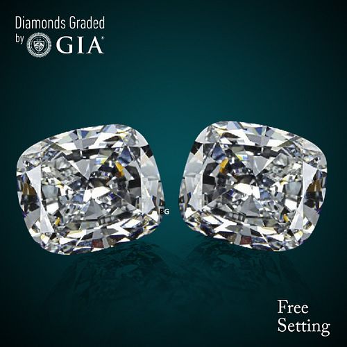 4.02 carat diamond pair Cushion cut Diamond GIA Graded 1) 2.01 ct, Color F, VVS1 2) 2.01 ct, Color G, VVS2 . Appraised Value: $160,500 