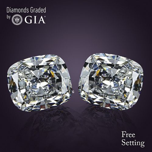 4.02 carat diamond pair Cushion cut Diamond GIA Graded 1) 2.01 ct, Color F, VS2 2) 2.01 ct, Color G, VS2 . Appraised Value: $135,500 