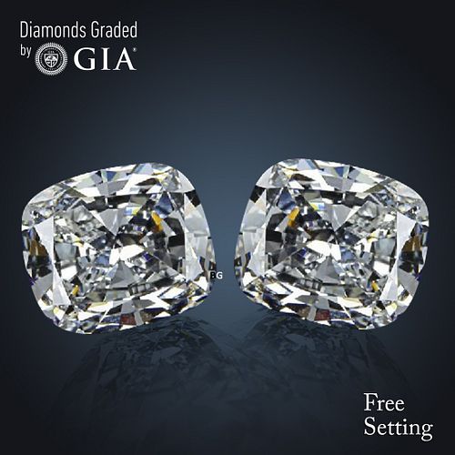 5.03 carat diamond pair Cushion cut Diamond GIA Graded 1) 2.51 ct, Color F, VVS2 2) 2.52 ct, Color G, VS1 . Appraised Value: $189,400 