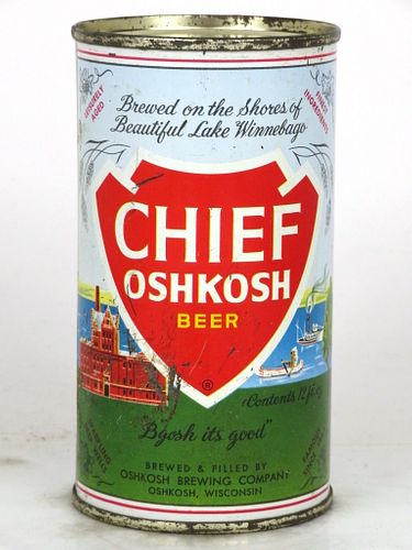 1961 Chief Oshkosh Beer 12oz Flat Top Can 49-27 Wisconsin