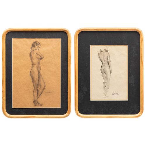 ARMANDO GARCÍA NÚÑEZ MÉXICO, (1883-1965) PAR DE DESNUDOS FEMENINOS Lápiz sobre papel Firmados: AG Nuñez 25 x 18 cm En 1...