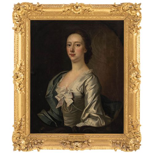 THOMAS HUDSON INGLATERRA, (1701-1779) RETRATO DE ANNE ATWOOD (?-1826) Óleo sobre tela Cuenta con una nota al reverso en la q...