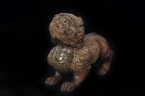 Chinese Jade Carving of Flying Lion, Han Dynasty