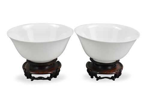 Pair Chinese White Glazed Bowls,Yongzheng Period