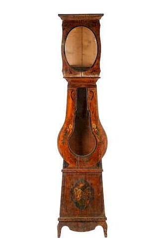 French Floral Painted Grandfather Clock Case