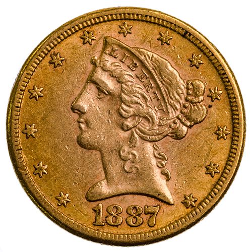 1887-S $5 Gold XF