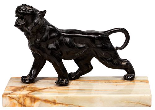 (Style of) Antoine-Louis Barye (French, 1795-1875) 'Walking Tiger' Metal Sculpture