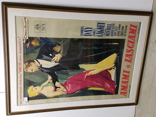 VINTAGE FRAMED MOVIE POSTER "LOVE ME OR LEAVE ME" W/ DORIS DAY AND JAMES CAGNEY 52 1/2" X 36 1/2"