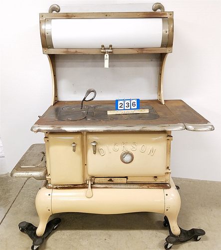 DICKSON EARLY FOUNDRY CO DICKSON CITY PA ENAMELED CAST IRON COOK STOVE 63"H X 52"W X 31"D