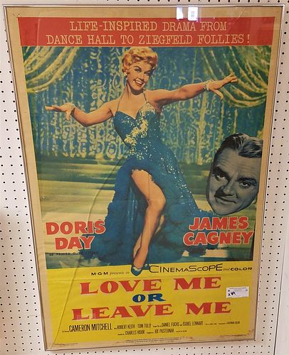 FRAMED VINTAGE MOVIE POSTER "LOVE ME OR LEAVE ME" W/ DORIS DAY AND JAMES CAGNEY 40 1/2" X 26 1/2"