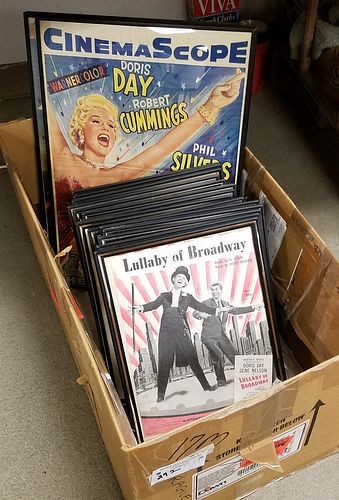 BX 2 DORIS DAY MOVIE POSTERS AND 14 FRAMED DORIS DAY SHEET MUSIC