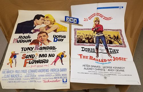 TRAY 7 UNFRAMED MOVIE POSTERS "SEND ME NO FLOWERS" THE BALLAD OF JOSIE, JUMBO, IT HAPPENED TO JANE" 26 DORIS DAY POSTERS