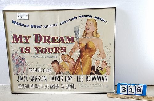 FRAMED VINTAGE POSTER "MY DREAM IS YOURS" 22" X 28"