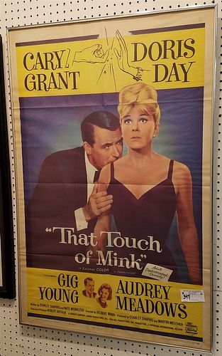 FRAMED VINTAGE POSTER "THAT TOUCH OF MINK" 62/288 40 1/2" X 26 1/2"