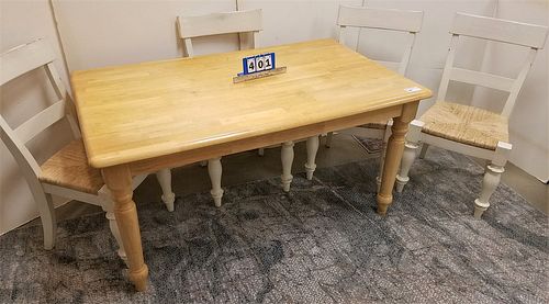 WOODEN TABLE 3' X 5' W/ 4 CHAIRS