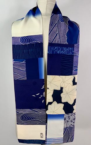 Blue and White River Scarf