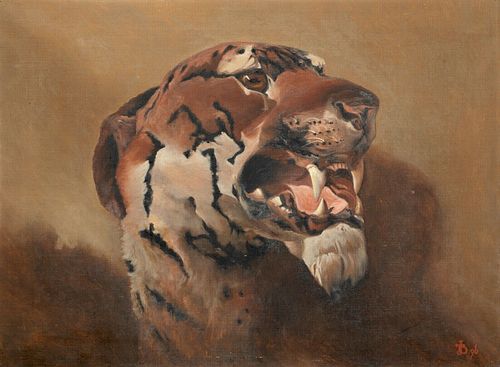 HEAD OF A TIGER PORTRAIT OIL PAINTING