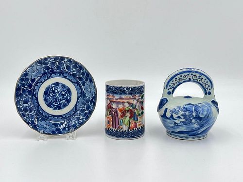 3 Chinese Vintage Blue and White Porcelains