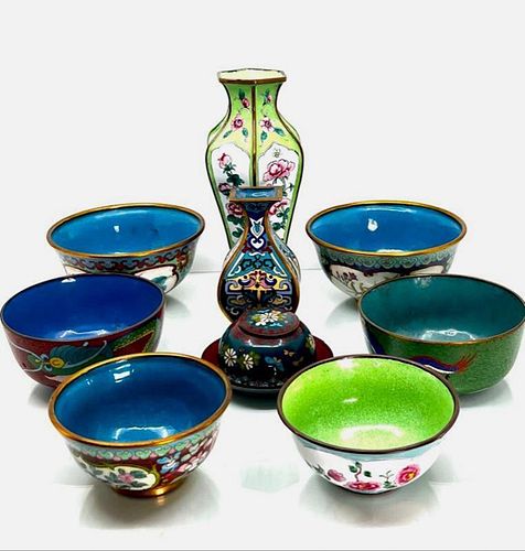 10 Chinese Chinese Cloisonne Pieces