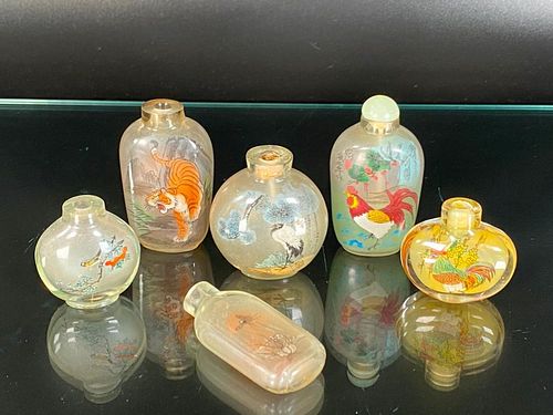 Six Reverse Painted Snuff Bottles