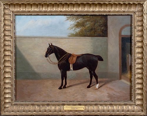 PORTRAIT OF A BAY CHESTNUT HORSE OIL PAINTING