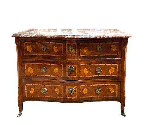 Louis XV Style Transitional Marble Top Commode