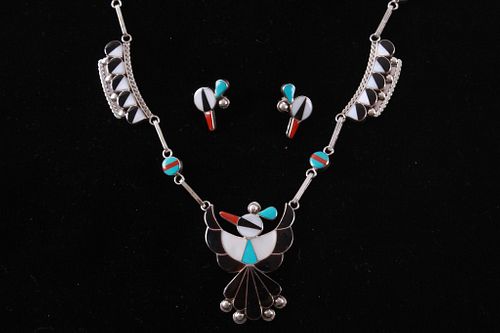 Zuni Leagus Ahiyite Thunderbird Necklace & Earring