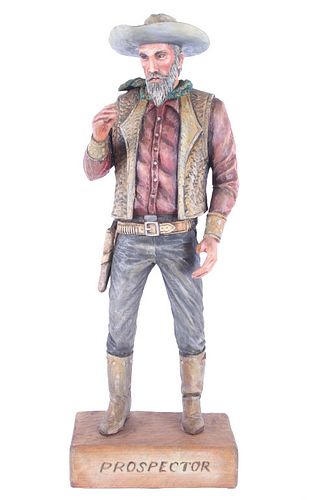 "Prospector", Signed Wood Carving By Dee Flagg