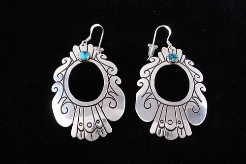 Navajo Tommy & Rose Singer Turquoise Earrings