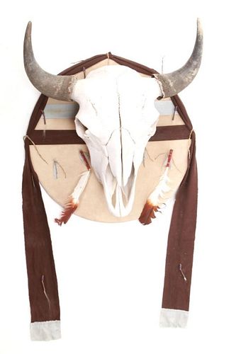Lakota Sioux War Shield w/ Buffalo Skull on Front