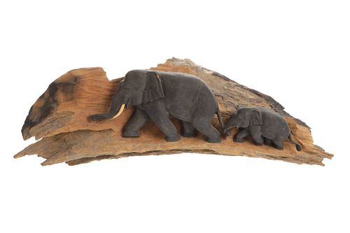 South African Hand Carved Ironwood Elephants