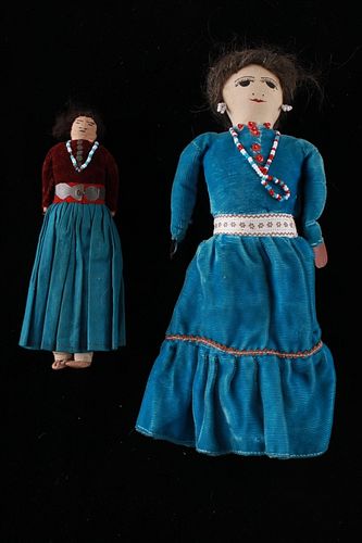 Early Navajo Embroidered Doll Pair circa 1930's