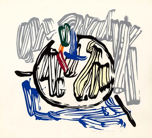 Roy Lichtenstein - Apple with Gray Background