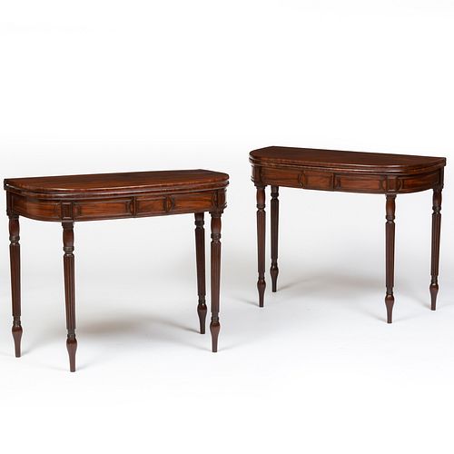 Pair of Late George III Mahogany Card Tables, in the Manner of Gillows
