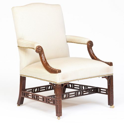 George II Mahogany and Upholstered Library Armchair