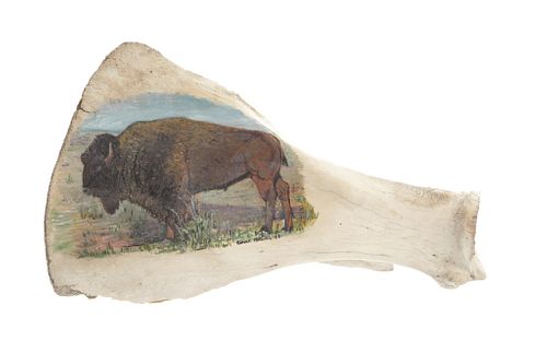 Scapula Bone Art Painting Of Bison, Elaine McClurg