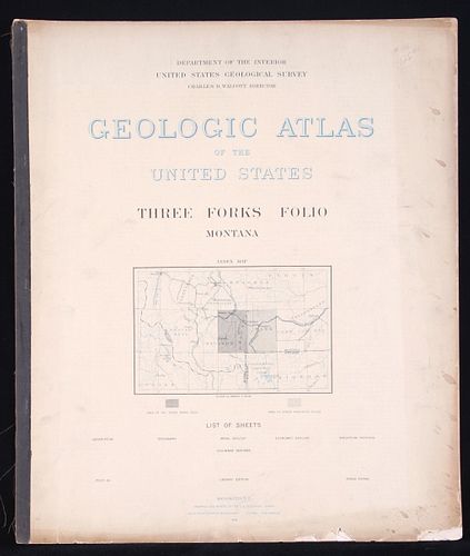 1896 Three Forks Montana USGS Geologic Atlas