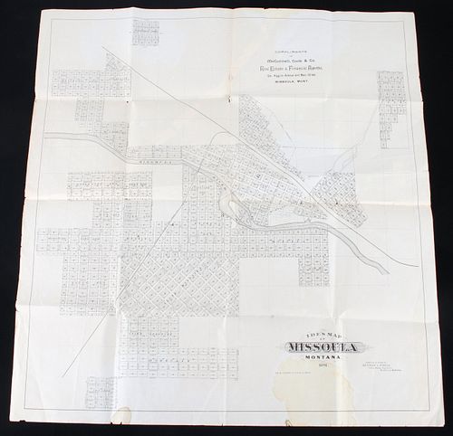 Rare Ide's Map Of Missoula, Montana City 1891
