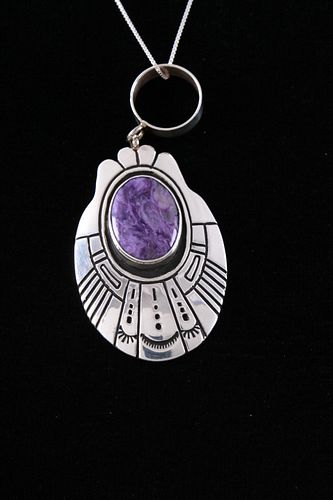 Navajo Tommy Singer Charoite Sterling Necklace