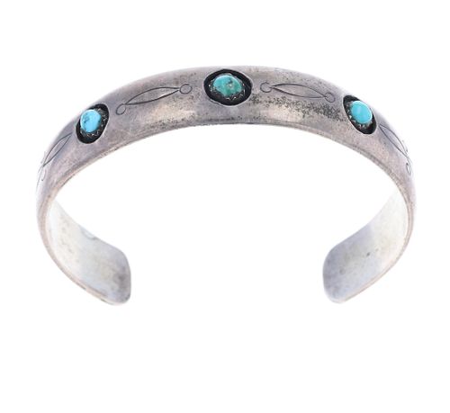 Navajo Silver & Kingman Turquoise Bracelet