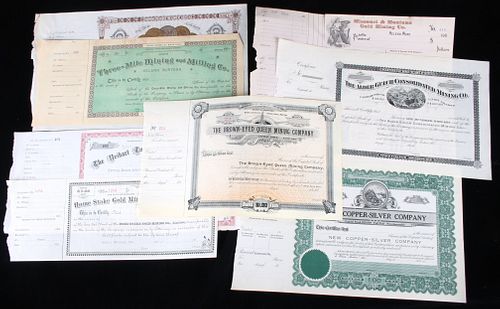 Montana Mining Stock Certificates c.1880 - 1910