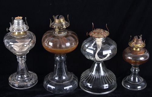 Glass Kerosene Fuel Lamp Collection c. 1810 -1915
