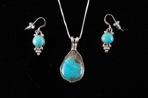 Hopi Blue Gem Turquoise Necklace & Earrings