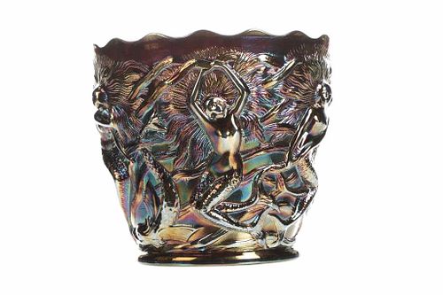 Fenton Carnival Glass Mermaids Jardiniere Vase