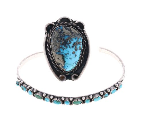 Navajo Silver Turquoise Bracelet & Ring Collection