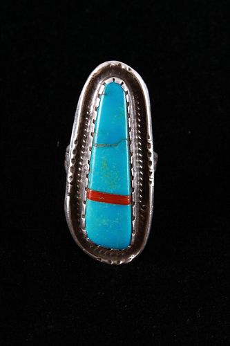 Navajo Sterling Silver & Kingman Turquoise Ring