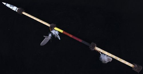 Plains Indians Hide Wrapped Beaded Spear